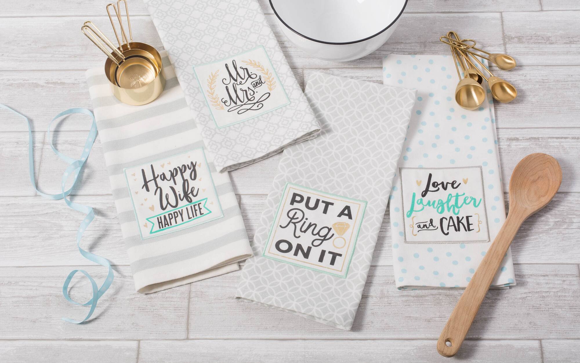 DII® Wedding Themed Embellished Dishtowels, 4ct.